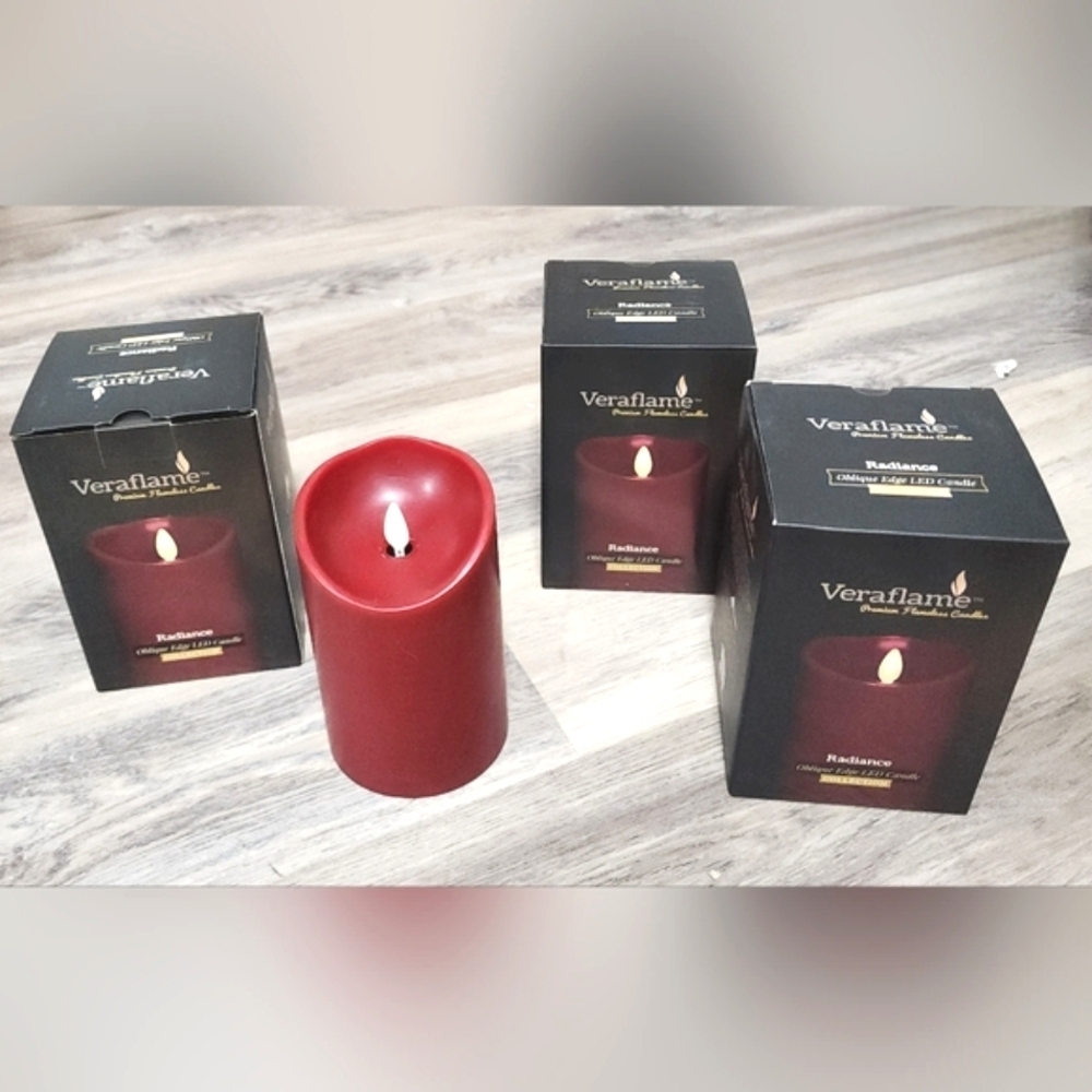 Veraflame Set Of 4 Premium Flameless Red LED Candles - New In Box - Picture 4 of 9